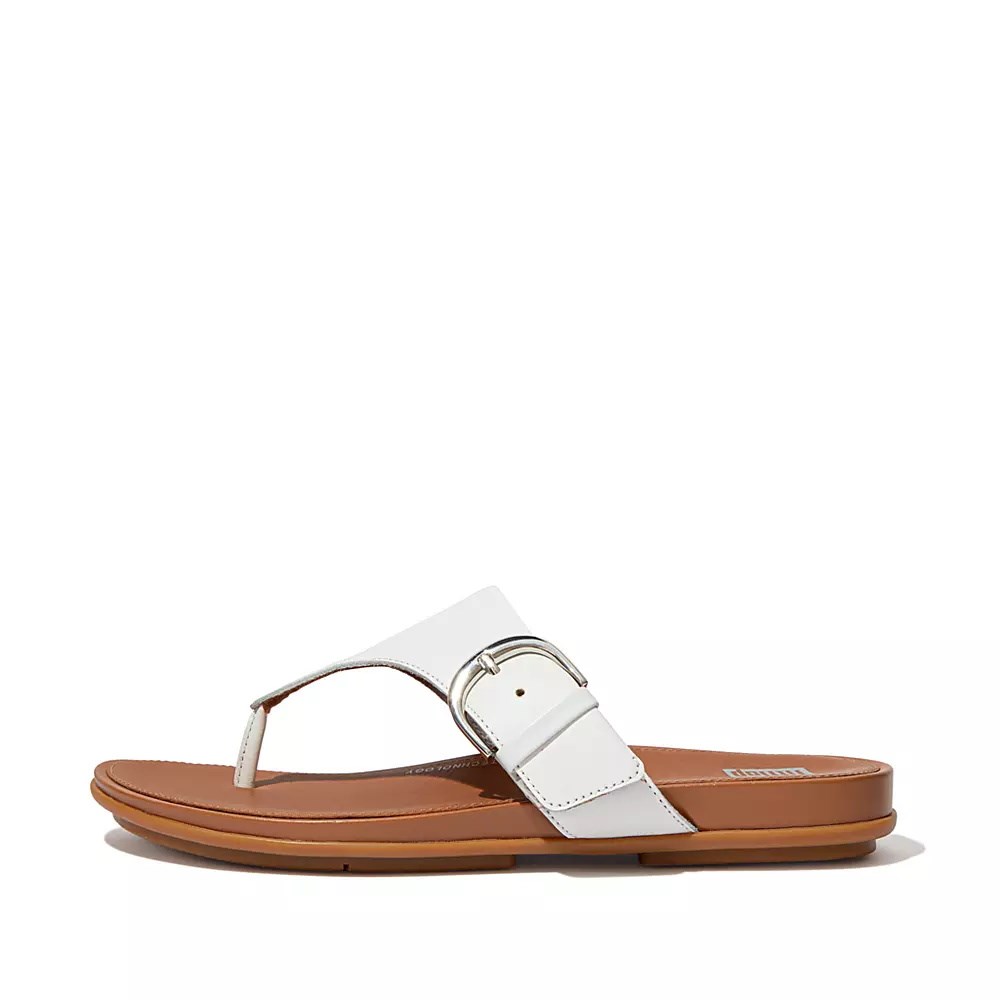 Sandalias Fitflop GRACIE Hebilla Cuero Puntera-Post Mujer Blancos | MX.T-97326