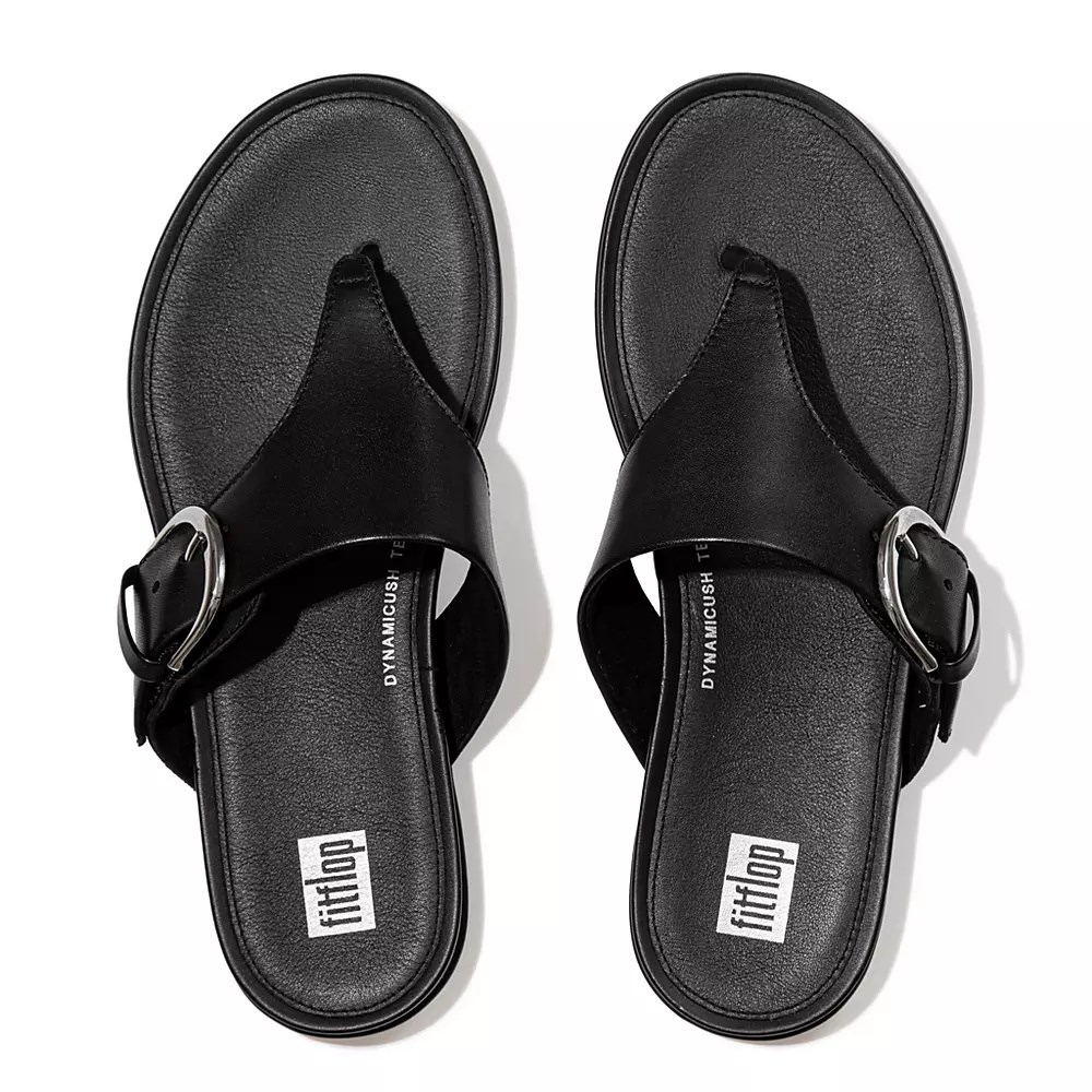 Sandalias Fitflop GRACIE Hebilla Cuero Puntera-Post Mujer Negros | MX.V-41682