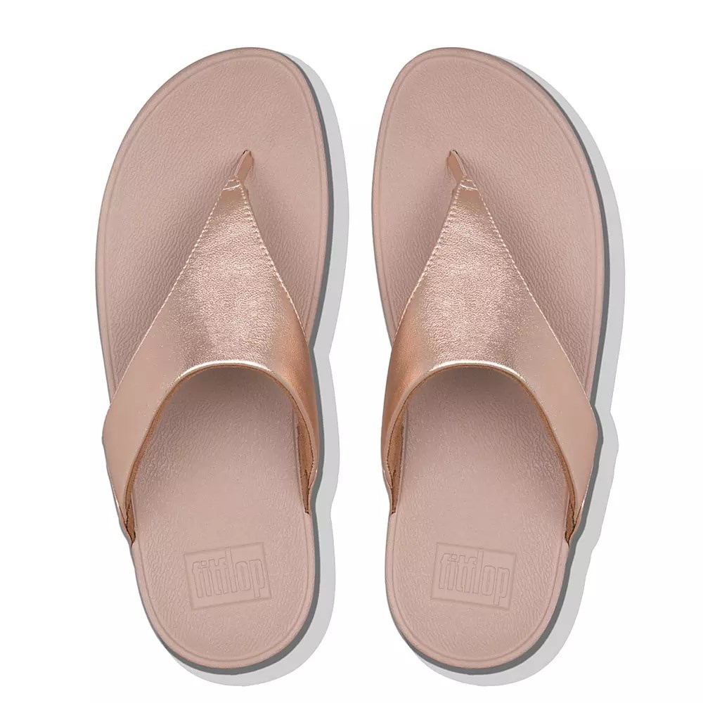 Sandalias Fitflop LULU Cuero Puntera-Post Mujer Dorados | MX.S-06543