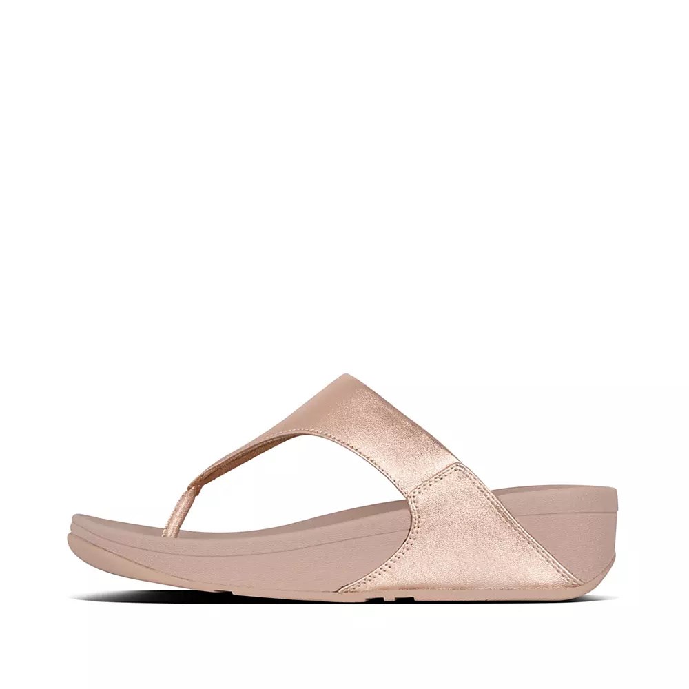 Sandalias Fitflop LULU Cuero Puntera-Post Mujer Dorados | MX.S-06543