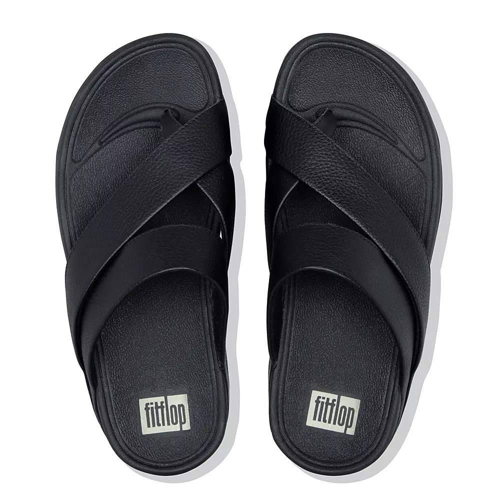 Sandalias Fitflop SLING Cuero Puntera-Post Hombre Negros | MX.J-29870