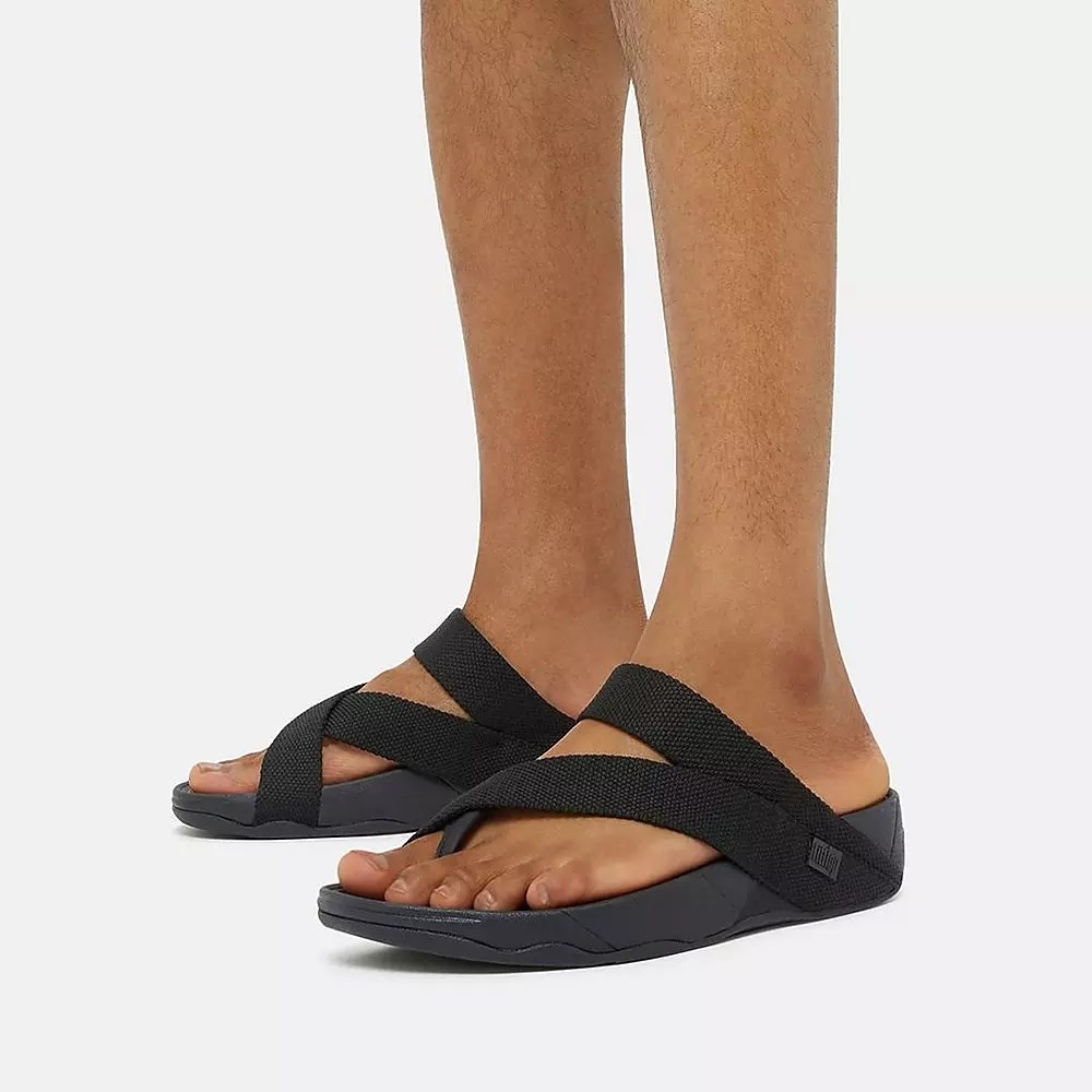 Sandalias Fitflop SLING Weave Puntera-Post Hombre Negros | MX.R-81367