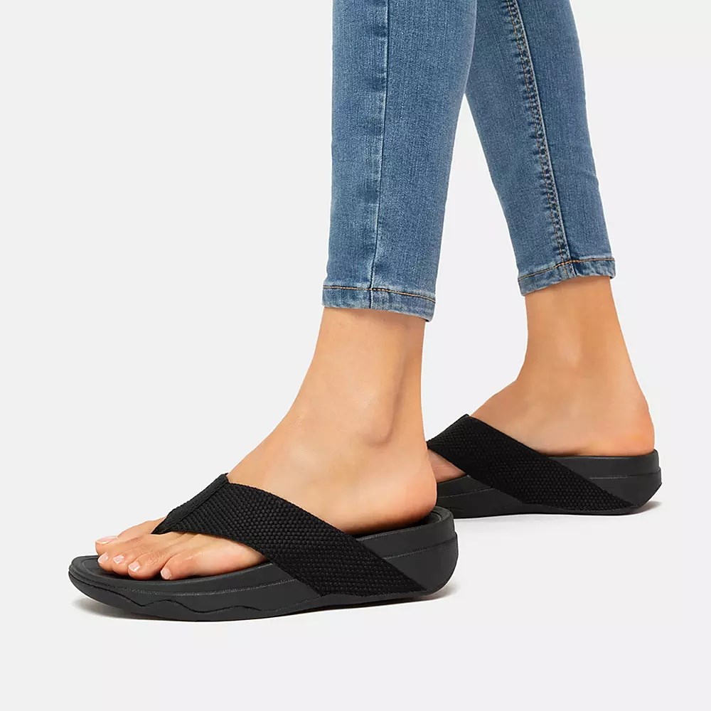 Sandalias Fitflop SURFA Puntera-Post Mujer Negros | MX.S-12693