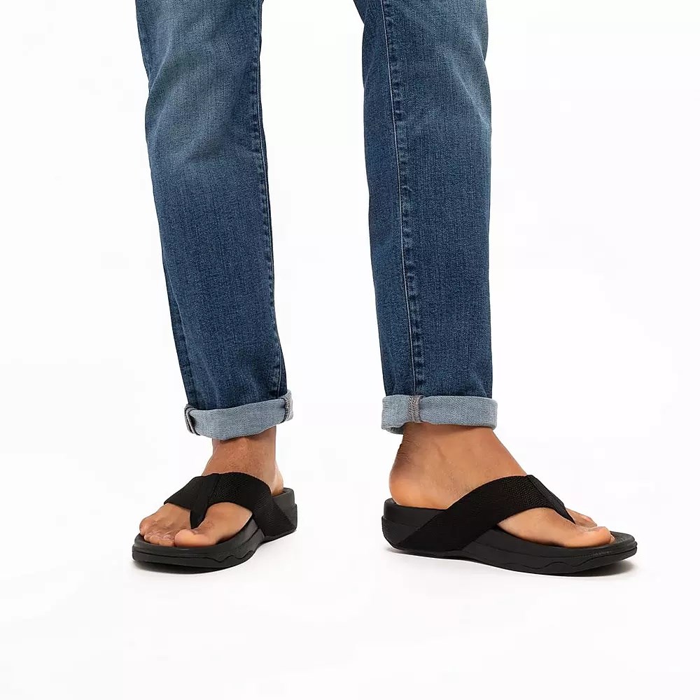 Sandalias Fitflop SURFER Puntera-Post Hombre Negros | MX.H-54130