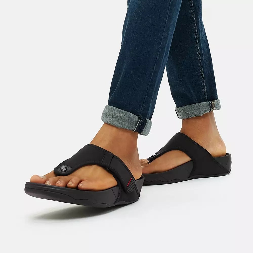 Sandalias Fitflop TRAKK II Agua-Resistant Puntera-Post Hombre Negros | MX.U-83569