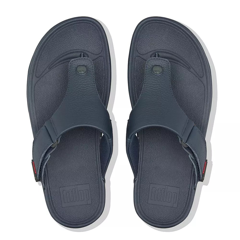 Sandalias Fitflop TRAKK II Cuero Puntera-Post Hombre Azul Marino | MX.D-02769