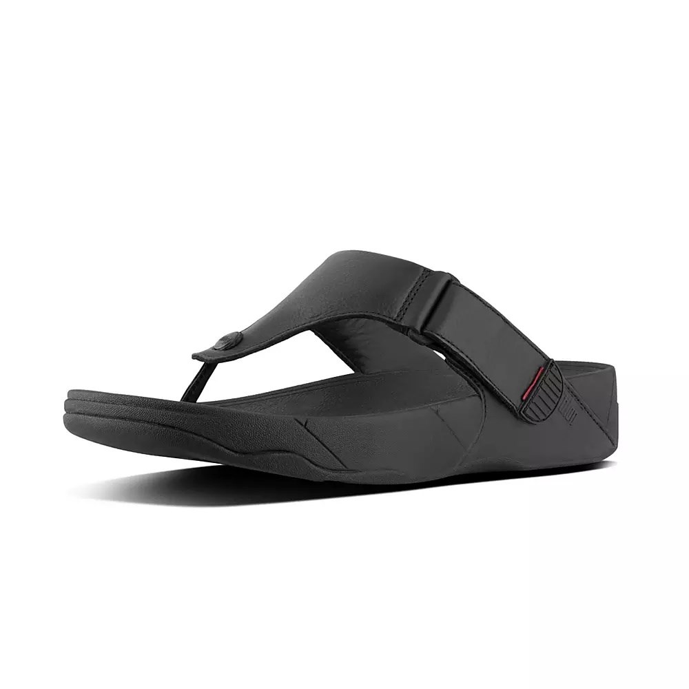 Sandalias Fitflop TRAKK II Cuero Puntera-Post Hombre Negros | MX.F-37816