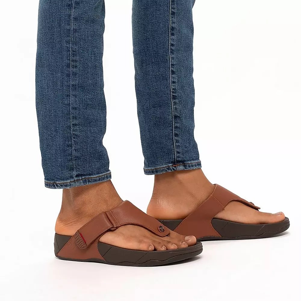 Sandalias Fitflop TRAKK II Cuero Puntera-Post Hombre Marrom | MX.G-71982