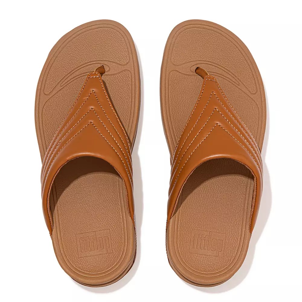 Sandalias Fitflop WALKSTAR Cuero Puntera-Post Mujer Marrom Claro | MX.I-46185