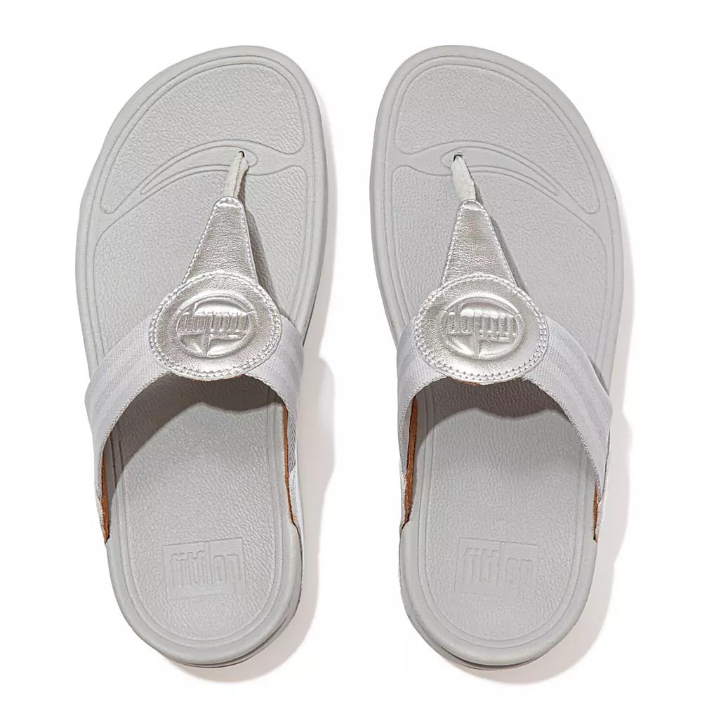 Sandalias Fitflop WALKSTAR Webbing Puntera-Post Mujer Plateados | MX.H-68725