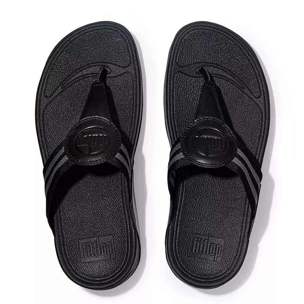 Sandalias Fitflop WALKSTAR Webbing Puntera-Post Mujer Negros | MX.R-48271