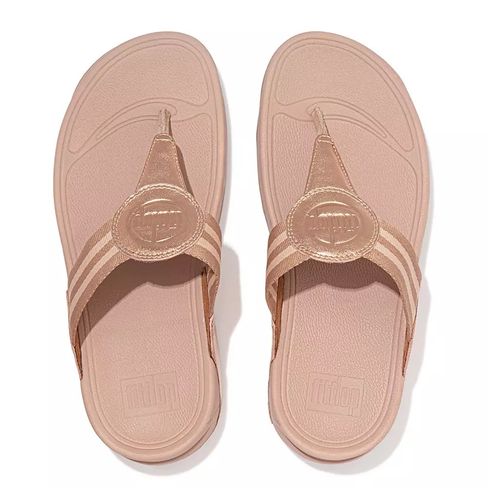 Sandalias Fitflop WALKSTAR Webbing Puntera-Post Mujer Rosas Dorados | MX.S-45280