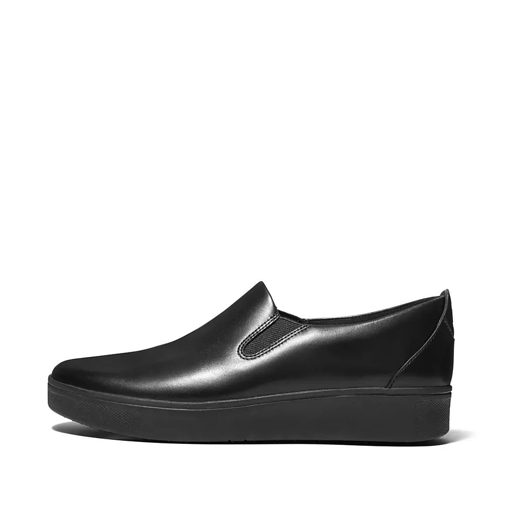 Tenis Fitflop RALLY Slip-On Cuero Mujer Negros | MX.W-72539