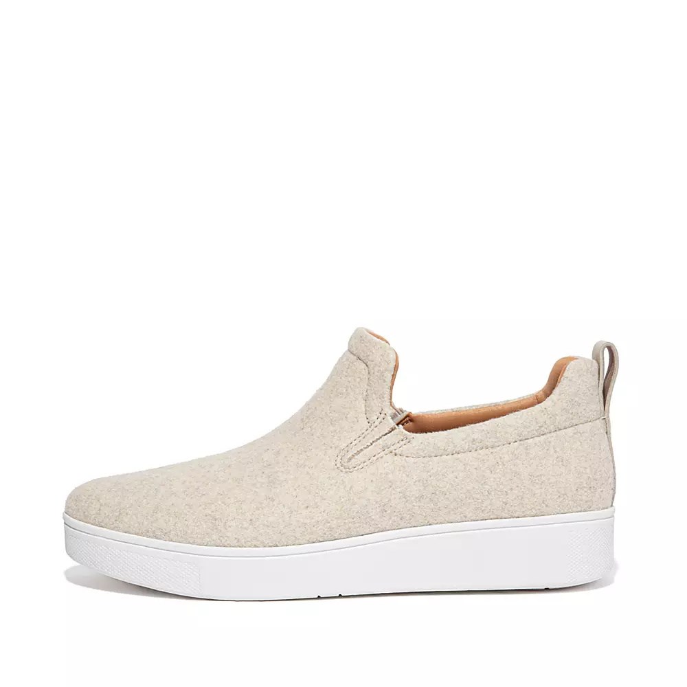 Zapatillas Sin Cordones Fitflop RALLY Felt Mujer Creme | MX.Z-56847