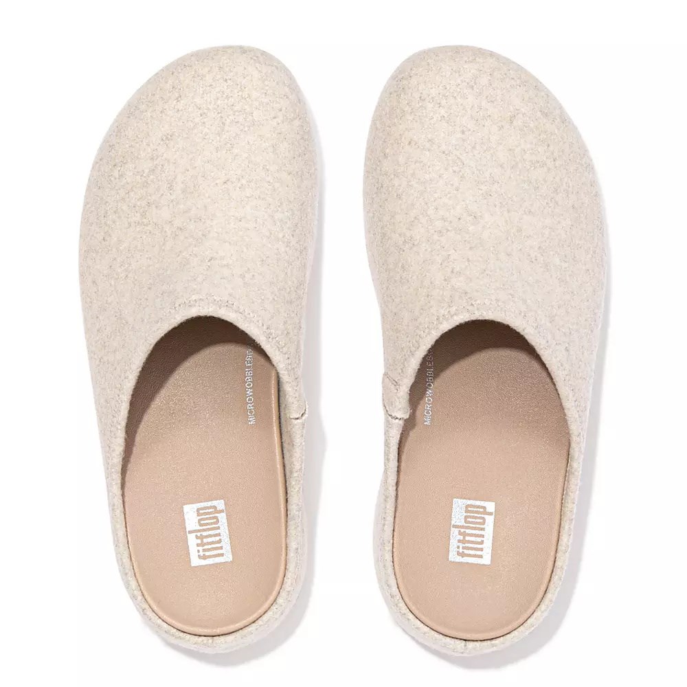 Zuecos Fitflop SHUV Cushy Felt Mujer Creme | MX.V-73846