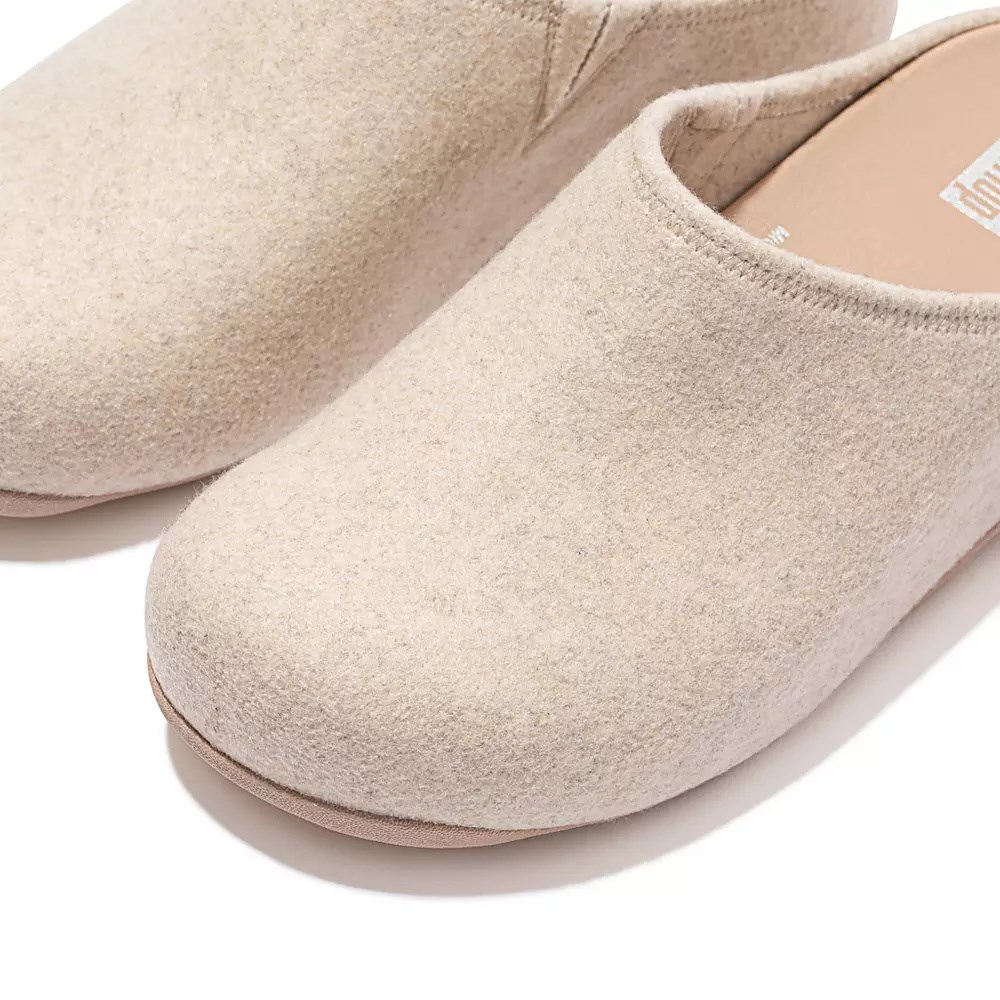 Zuecos Fitflop SHUV Cushy Felt Mujer Creme | MX.V-73846