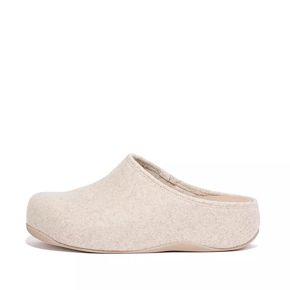 Zuecos Fitflop SHUV Cushy Felt Mujer Creme | MX.V-73846